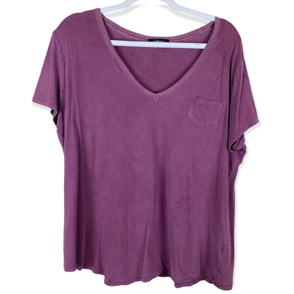 Ambiance Apparel V-Neck Loose Fitting Short Sleeve Basic T-Shirt
